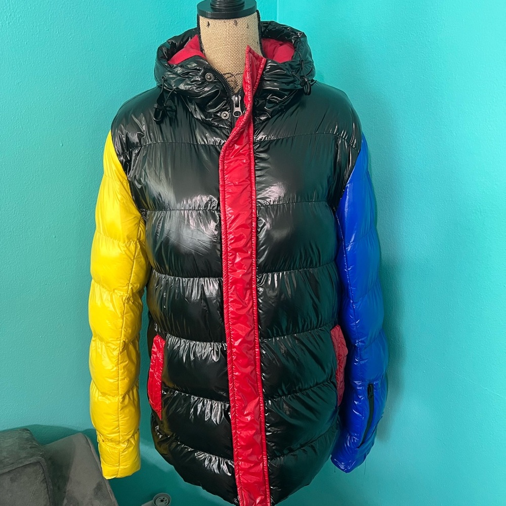 EUC Robert Phillipe EST 1988 Color Block Puffer Jacket w/Pockets